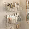 Tubo de almacenamiento para peine de baño de acero inoxidable 304, soporte para rizador de pelo, organizador de tocador de baño montado en la pared, instalación sin perforación