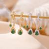 Brincos Yilu Prata S925 Prata Esterlina Banhado a Ouro Jade Cabacinha Formato U Leve Luxo Incrustado Moda Personalizado Alto Padrão Brincos de Tarraxa