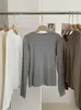 KEKEZOON Nuevo Otoño Manga Larga Ajustado Versátil Cuello Redondo Color Sólido Camiseta de Manga Larga Top para Mujer 8714