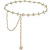 Acessório de corrente de cintura com strass, cinto fino para mulheres, acessório da moda para vestidos, corrente de suéter elegante e única