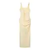 Nuevo Vestido de Verano Transfronterizo Estilo Europeo y Americano Moda Femenina Versátil Sexy Color Sólido Ajustado con Tirante Largo