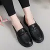 Zapatos de Mujer de Piel de Vaca de Primera Capa, Nuevo Estilo Zapatos Individuales Transpirables de Suela Blanda, Zapatos de Cuero Casual Antideslizantes para Personas de Mediana Edad y Mayores, Zapatos Planos para Mamá