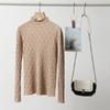 Outono e Inverno 2024 Nova Moda Elegante Gola Média Alta Suéter Interno Base Tricô Top para Mulheres