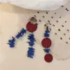 Pendienteslargos contrastantes rojos y azules, Pendientes exagerados de borla, Elegantes personalizados, Pendientes para vestido de novia, Bata y Accesorios de Maquillaje