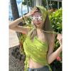 2025 Chica Caliente Tailandesa Tirante Irregular para Mujer Verano Sexy Revela Ombligo Hombro Inclinado Diseño de Chaleco Top Ajustado