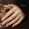 Anillo de plata s925 con forma de ginkgo Yun Xiaoshu para mujer, diseño de nicho, anillo abierto para el dedo índice, anillo de banda lisa de alta gama, venta al por mayor