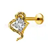 Brincos de Titânio F136 Jiangtai Pequena Cobra Enrolada Estilo Zircônia Studs para Lábio Corpo em Liga de Titânio G23 Joias para Body Piercing Studs de Osso da Orelha
