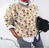 Suéter Grueso con Estampado Floral Digital Pequeño para Hombre 2025, Nuevo Top Estilo Urbano Otoño e Invierno para Exportación