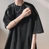 Estilo americano Zipper Short-sleeved T-shirt Verão dos homens High-street Style Bonito em torno do pescoço Meia-manga Trendy Brand Loose Solid Color T-shirt Top