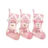 Meias de Natal transfronteiriças estilo europeu e americano com lantejoulas rosa, sacolas de presente e enfeites de pendurar com Papai Noel, boneco de neve e renas
