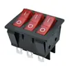 Interruptor Balancín Kcd3 Combinación Triple Rojo Transparente Sin Luz Seis Pines Dos Velocidades Punto Plateado Alta Corriente 16A