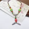 Colar de contas de cerâmica colorida Moda Retro Novo Estilo Chinês Personalidade Colar Longo Camada Dupla Colar Colar Avançado Atacado