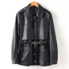 Ropa para Mujer de Estilo Europeo y Americano Transfronteriza Otoño 2026 Nuevo Estilo Chaqueta de Cuero con Solapa y Cinturón, Top Talla Grande