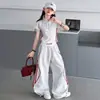 Conjunto de Verano para Niñas 2026 Nuevo Elegante Moda Infantil Casual de Verano Delgado Manga Corta Deportivo Conjunto de Dos Piezas Moderno