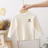 Camisa de Base de Malha para Meninos e Meninas Outono e Inverno 2025 Nova Roupa Casual Infantil de Meia Gola Alta Malha Elástica Top