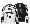 Beijie Moda Masculina 2026 Outono Nova Camiseta de Manga Longa Raglan Listrada para Homens e Mulheres Top Casual Estampado
