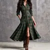 Estación Independiente Transfronteriza Europea y Americana Comercio Exterior Ropa de Mujer Retro Occidental Cuadros Falda Larga Ceñidora de Cintura Desmontable con Bolsillos y Cinturón Falda