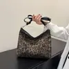 Bolsa Transversal Feminina Outono e Inverno, Bolsa Transversal Texturizada, Estampa de Leopardo, Grande Capacidade, Bolsa Feminina Simples de Alça Larga, Bolsa Transversal Feminina