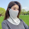 Máscara de proteção solar facial completa com cobertura de pescoço, seda gelada, para mulheres, proteção UV de verão, máscara de proteção solar de gaze, máscara de proteção solar facial completa