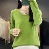 Suéter de punto de manga larga con cuello en V 100% lana para otoño e invierno, de alta gama, listo para usar, de corte ajustado para mujer