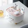 Caja de Pañuelos con Almacenamiento para Control Remoto Estilo Nórdico, Dedicada para Mesa de Café de Sala de Estar, Caja de Almacenamiento Multifuncional Creativa con Tapa