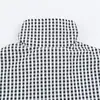 Venta al por mayor transfronteriza de ropa para mujer: Estilo europeo y americano 2026, moderno, casual, corte holgado, versátil, cuello alto, top/chaqueta corta de cuadros