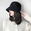 Gorro Integrado con Peluca, Elegante Sombrero de Pescador Estilo Coreano para Otoño e Invierno, Nuevo Estilo 2026 Sombrero de Pescador con Peluca de Cabello Corto Recto para Mujer