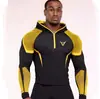 Ropa Deportiva para Hombre con Media Cremallera, Capucha, Ajustada, Dos Tonos, Bloques de Color, Transpirable, Secado Rápido, Corte Delgado, Elástica, para Entrenamiento Físico