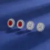 Aretes de moissanita simulación de transmisión en vivo para mujer estilo Ins amor plata de ley S925 circonita seis garras aretes de moissanita aretes