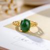 Anillo de Plata Esterlina S925 Chapado en Oro Jaspe de Hetian Vintage Lujo Ligero Elegante Elegante Elegante Joyería Personalizada de Moda