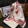 Lenço Quadrado Pequeno para Mulheres, Nova Moda Coreana Versátil Profissional Seda Imitação 70cm Lenço de Pescoço, Lenço Fino Estampado Retrô