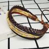 Pulsera Exótica Nueva Pulsera Creativa Europea y Americana Tejida a Mano Cuerda de Algodón Cáñamo y Cuero de Vaca Pulsera Original