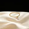 Anel de corrente em prata S925, best-seller transfronteiriço, com pingente de diamante único, joia feminina de prata em estilo simples, atacado direto da fábrica