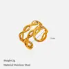 Anillo Minimalista de Diseño Lineal Hueco Transfronterizo de Acero de Titanio Abierto con Acabado de Alta Gama, Anillo de Acero Inoxidable 316 Chapado en Oro