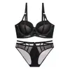 Lencería Sexy de Encaje Ruso Sujetador con Aros Suave para Mujeres Pecho Pequeño Se Ve Más Grande Tipo de Ajuste Push-up Conjunto de Sujetador Sujetador