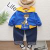 Traje de Otoño para Niños Primavera y Otoño Combinación de Colores Sudadera Grande de Dinosaurio 2024 Nuevo Estilo Bebé Conjunto de Dos Piezas para Niño