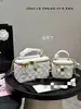 Bolsa de maquillaje estilo Chanel con asa de mini perlas, forma de caja, bolso de hombro o cruzado con cadena metálica, acabado acolchado tipo espejo estilo Chanel