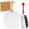 Pala Plegable de Aluminio para Pizza Transfronteriza de Amazon con Mango de Madera Set de Herramientas para Pizza de Horno de Cocina Venta al por Mayor con Impresión de Logo