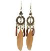 Pendientes largos con borlas de plumas de estilo étnico transfronterizo, joyería de viaje bohemia de gran sentido para mujer, suministro al por mayor