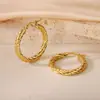 Pendientes de Otoño e Invierno 2024 Moda Elegantes Estéreo de Gama Alta Hebilla de Oreja Hilo Retorcido Anillo Liso Acero de Titanio Femenino con Estilo