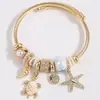 1 Pulseira Metálica Versátil e Fashion com Pingentes Simples de Tartaruga e Estrela do Mar, Acessórios Multi-Elementos e um Design Único