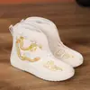 Zapatos Hanfu para niñas, zapatos de invierno con cabeza de tigre y forro de felpa, zapatos de algodón bordados tradicionales del viejo Pekín, zapatos de saludo de Año Nuevo para niños