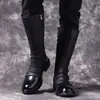 Botas Chelsea de Caña Alta con Hebilla y Cremallera Estilo Británico para Hombre Punta Redonda Talla Grande Botas de Cuero Comercio Exterior En Stock