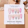 T804 # Rosa Primavera Flor de Cerezo Cortas Almendra Estilo Chica Dulce Color Nude Uñas Portátiles 3D Calcomanías para Uñas de Lunares Francesas Suaves