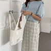 15222 Nuevo Tejido Jacquard Francés Bolso Floral para el Brazo para Niñas, Bolso de Lona Fresco de un Solo Hombro para Estudiantes Venta al por Mayor