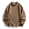 Sudadera de cuello redondo de color liso, holgada, de manga larga, para hombre, para primavera y otoño, top casual versátil y moderno, favorecedor y elegante