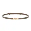 Cinturón de Cuero de Venta Directa Transfronteriza, Cuero Genuino, Sencillo y Moderno, Cinturón Delgado Versátil para Combinar con Faldas y Suéteres, Cadena Decorativa para la Cintura Coreana