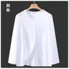 Camisa de Algodão Puro com Botões para Ar Condicionado para Homens de Meia-Idade e Idosos, Conjunto de Pijama de Manga Longa, Cardigã Fino Solto de Verão, Roupa de Casa