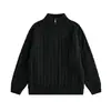 Nuevo suéter de punto trenzado con media cremallera estilo otoño estilo old money para hombre, prenda de punto casual de cuello medio alto, top moderno y genial