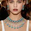 Ventas Directas de Fábrica Transfronterizo Nuevo Conjunto de Joyería de Collar y Pendientes con Borlas Estilo Indio Multicapa con Incrustaciones de Cristal de Estilo Exótico